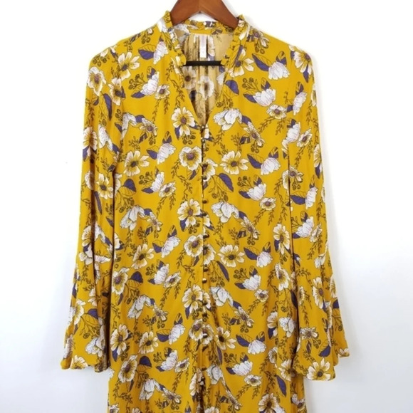 XHILARATION Floral Boho Bell Sleeve Dress Small - Picture 8 of 10
